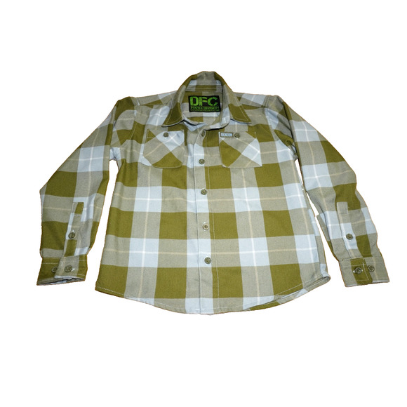 DIXON DFC Youth Division Plaid Flannel Shirt Boys Size S Green Gray Button Up - Picture 3 of 7